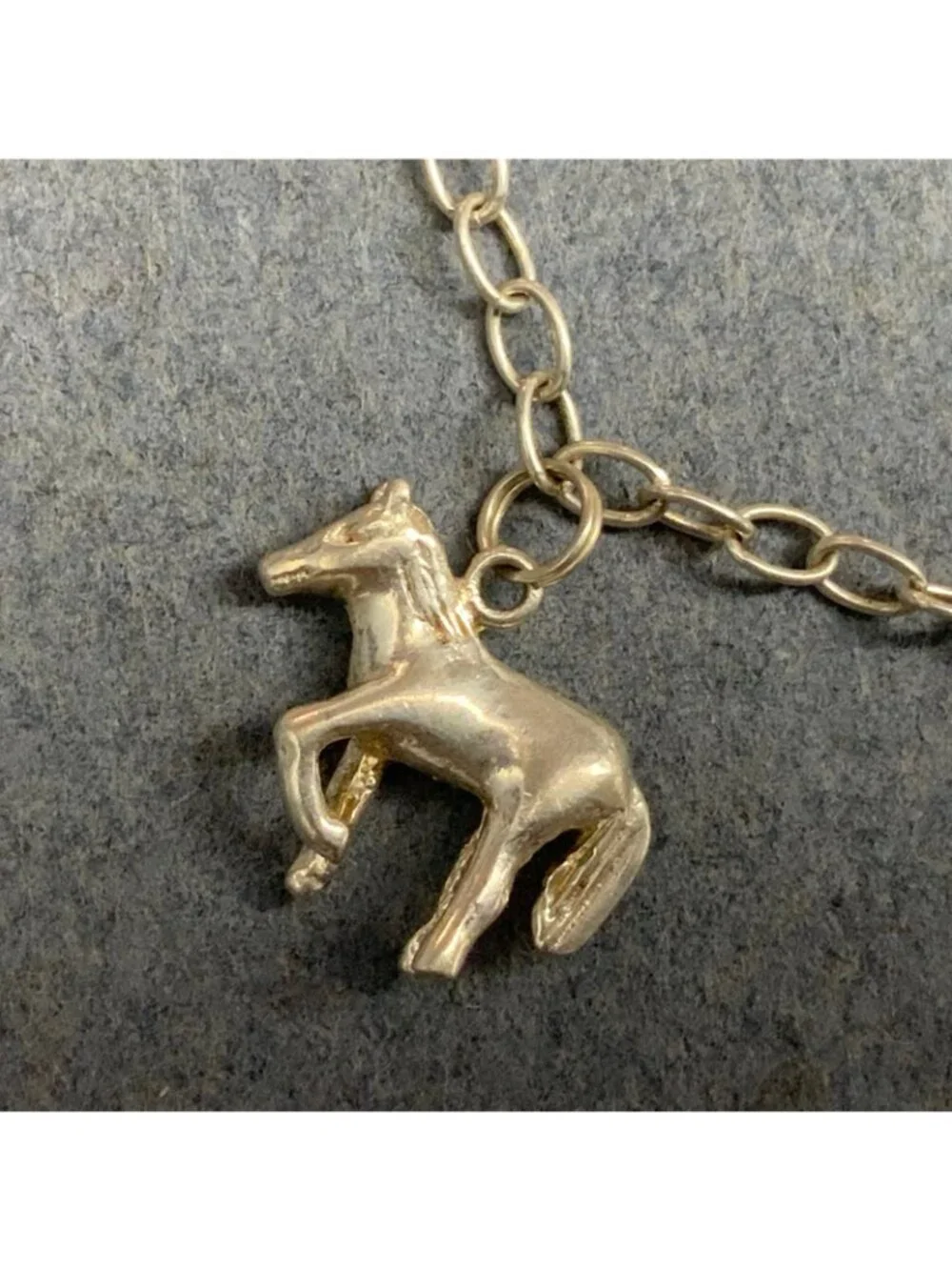 Horse Heart 925 Charm Bracelet 7 In Silver Chain Equestrian Elegant Vintage Boho